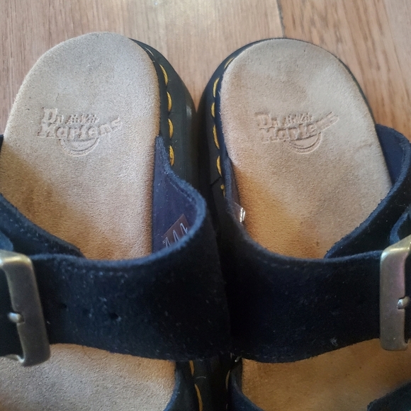 Dr Martens Josef Suede Slide Sandals In Black With Adjustable Straps, Size 6 - Picture 10 of 11